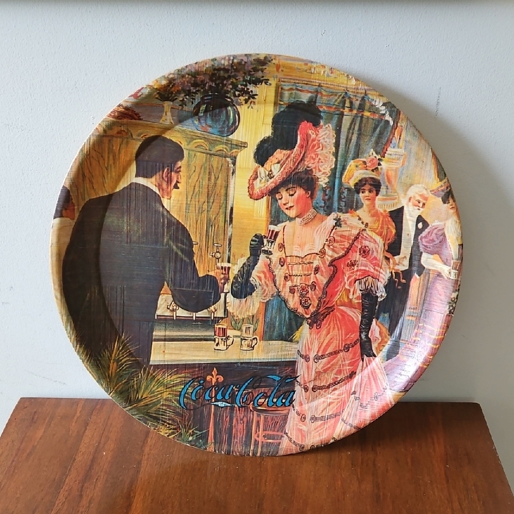 Vintage Coca Cola Bamboo Tray Large 14" Made In Taiwan